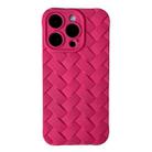 For iPhone 14 Pro Vintage Braided Texture Skin Phone Case(Rose Red) - 1