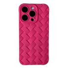 For iPhone 14 Pro Max Vintage Braided Texture Skin Phone Case(Rose Red) - 1