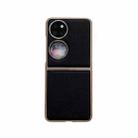 For Huawei P50 Pocket Nano Electroplating Genuine Leather Phone Case(Black) - 1