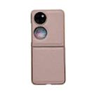 For Huawei P50 Pocket Nano Electroplating Genuine Leather Phone Case(Pink) - 1