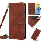 For Infinix Hot 11 2022 Skin Feel Heart Pattern Leather Phone Case with Lanyard(Brown) - 1