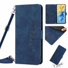 For Infinix Hot 11 2022 Skin Feel Heart Pattern Leather Phone Case with Lanyard(Blue) - 1