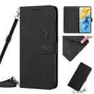 For Infinix Hot 12 Pro Skin Feel Heart Pattern Leather Phone Case with Lanyard(Black) - 1