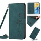 For Infinix Hot 20 4G Skin Feel Heart Pattern Leather Phone Case with Lanyard(Green) - 1