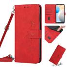 For Tecno Pop 6 Pro Skin Feel Heart Pattern Leather Phone Case with Lanyard(Red) - 1