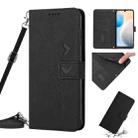 For Tecno Pop 6 Pro Skin Feel Heart Pattern Leather Phone Case with Lanyard(Black) - 1