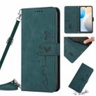 For Tecno Pop 6 Pro Skin Feel Heart Pattern Leather Phone Case with Lanyard(Green) - 1