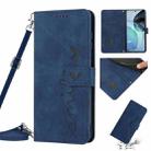 For Motorola Moto E22 / E22i Skin Feel Heart Pattern Leather Phone Case with Lanyard(Blue) - 1