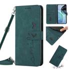 For Motorola Moto E22 / E22i Skin Feel Heart Pattern Leather Phone Case with Lanyard(Green) - 1