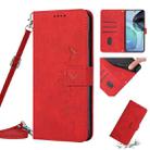For Motorola Moto E22s 4G Skin Feel Heart Pattern Leather Phone Case with Lanyard(Red) - 1