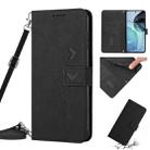For Motorola Moto E22s 4G Skin Feel Heart Pattern Leather Phone Case with Lanyard(Black) - 1