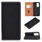 For Huawei P40 Solid Color Frosted Magnetic Horizontal Flip Leather Case with Card Slots & Holder(Black) - 1