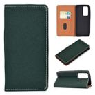 For Huawei P40 Solid Color Frosted Magnetic Horizontal Flip Leather Case with Card Slots & Holder(Green) - 1