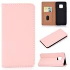 For Huawei Mate 20 Pro Solid Color Frosted Magnetic Horizontal Flip Leather Case with Card Slots & Holder(Pink) - 1