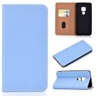 For Huawei Mate 20 Solid Color Frosted Magnetic Horizontal Flip Leather Case with Card Slots & Holder(Blue) - 1