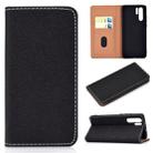 For Huawei P30 Pro Solid Color Frosted Magnetic Horizontal Flip Leather Case with Card Slots & Holder(Black) - 1