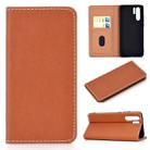 For Huawei P30 Pro Solid Color Frosted Magnetic Horizontal Flip Leather Case with Card Slots & Holder(Brown) - 1