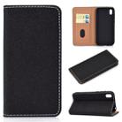 For Huawei Honor 8S Solid Color Frosted Magnetic Horizontal Flip Leather Case with Card Slots & Holder(Black) - 1