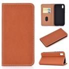 For Huawei Honor 8S Solid Color Frosted Magnetic Horizontal Flip Leather Case with Card Slots & Holder(Brown) - 1