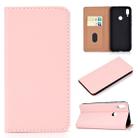 For Huawei P Smart(2019) Solid Color Frosted Magnetic Horizontal Flip Leather Case with Card Slots & Holder(Pink) - 1