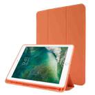 Skin Feel Pen Holder Tri-fold Tablet Leather Case For iPad Air 2 / Air / 9.7 2018 / 9.7 2017(Orange) - 1