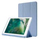 Skin Feel Pen Holder Tri-fold Tablet Leather Case For iPad 10.2 2019 / iPad 10.2 2020 / iPad Air 3 / iPad Pro 10.5(Light Blue) - 1