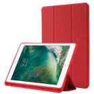 Skin Feel Pen Holder Tri-fold Tablet Leather Case For iPad 10.2 2019 / iPad 10.2 2020 / iPad Air 3 / iPad Pro 10.5(Red) - 1