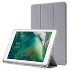 Skin Feel Pen Holder Tri-fold Tablet Leather Case For iPad 10.2 2019 / iPad 10.2 2020 / iPad Air 3 / iPad Pro 10.5(Grey) - 1