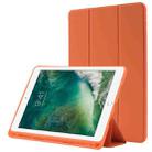 Skin Feel Pen Holder Tri-fold Tablet Leather Case For iPad 10.2 2019 / iPad 10.2 2020 / iPad Air 3 / iPad Pro 10.5(Orange) - 1