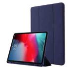 Skin Feel Pen Holder Tri-fold Tablet Leather Case For iPad Pro 11 2022 / 2021 / 2020 / 2018(Dark Blue) - 1