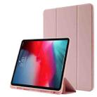Skin Feel Pen Holder Tri-fold Tablet Leather Case For iPad Pro 12.9 2022 / 2021 / 2020 / 2018(Pink) - 1