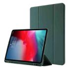 Skin Feel Pen Holder Tri-fold Tablet Leather Case For iPad Pro 12.9 2022 / 2021 / 2020 / 2018(Dark Green) - 1