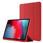 Skin Feel Pen Holder Tri-fold Tablet Leather Case For iPad Pro 12.9 2022 / 2021 / 2020 / 2018(Red) - 1