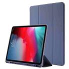 Skin Feel Pen Holder Tri-fold Tablet Leather Case For iPad Pro 12.9 2022 / 2021 / 2020 / 2018(Lavender) - 1