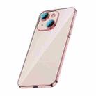 For iPhone 14 Glass Lens Protection PC Electroplating Phone Case(Rose Gold) - 1