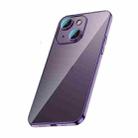 For iPhone 14 Glass Lens Protection PC Electroplating Phone Case(Dark Purple) - 1