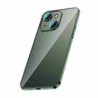 For iPhone 14 Plus Glass Lens Protection PC Electroplating Phone Case(Dark Green) - 1