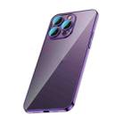 For iPhone 14 Pro Glass Lens Protection PC Electroplating Phone Case(Dark Purple) - 1