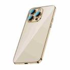 For iPhone 14 Pro Max Glass Lens Protection PC Electroplating Phone Case(Gold) - 1