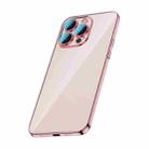 For iPhone 14 Pro Max Glass Lens Protection PC Electroplating Phone Case(Rose Gold) - 1