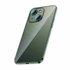 For iPhone 13 Glass Lens Protection PC Electroplating Phone Case(Dark Green) - 1