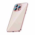 For iPhone 13 Pro Max Glass Lens Protection PC Electroplating Phone Case(Rose Gold) - 1
