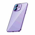 For iPhone 12 Glass Lens Protection PC Electroplating Phone Case(Dark Purple) - 1