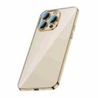 For iPhone 12 Pro Max Glass Lens Protection PC Electroplating Phone Case(Gold) - 1