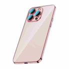 For iPhone 12 Pro Max Glass Lens Protection PC Electroplating Phone Case(Rose Gold) - 1