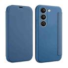 For Samsung Galaxy S23 5G Imitate Liquid Skin Feel Leather Phone Case with Card Slots(Blue) - 1