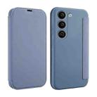 For Samsung Galaxy S23 5G Imitate Liquid Skin Feel Leather Phone Case with Card Slots(Lavender Grey) - 1