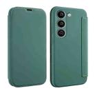 For Samsung Galaxy S23 5G Imitate Liquid Skin Feel Leather Phone Case with Card Slots(Dark Green) - 1