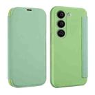 For Samsung Galaxy S23 5G Imitate Liquid Skin Feel Leather Phone Case with Card Slots(Matcha Green) - 1