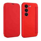 For Samsung Galaxy S23 5G Imitate Liquid Skin Feel Leather Phone Case with Card Slots(Red) - 1